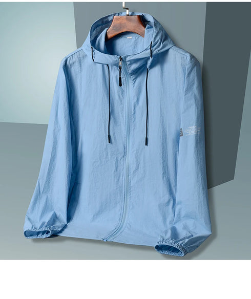 Summer Hooded Windbreaker Jacket for Men and Women - Quick Dry Sun Protection Clothing for Fishing and Hunting, Casual Outdoor Outerwear with Pockets