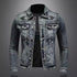 Men's Casual Vintage Denim Biker Jacket for Riding, Stylish High Street Outerwear with Buttoned Lapel and Comfortable Fit for Everyday Wear