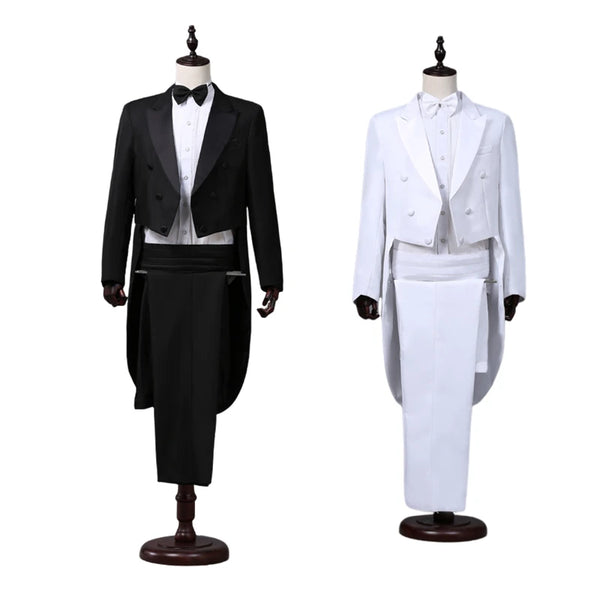 Classic Modern Men's Tailcoat Suit with Singer Magician Stage Jacket - Elegant Attire for Banquets and Performances
