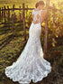 Lace V-Neck Wedding Dress Illusion Spaghetti Straps Floor Length Beach Bridal Gown