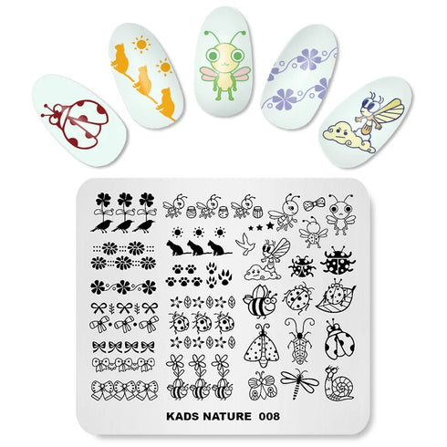 Nature-Inspired Nail Art Stamping Plate - Stainless Steel DIY Manicure Tool with Leaf and Umbrella Patterns for Stunning Nail Designs