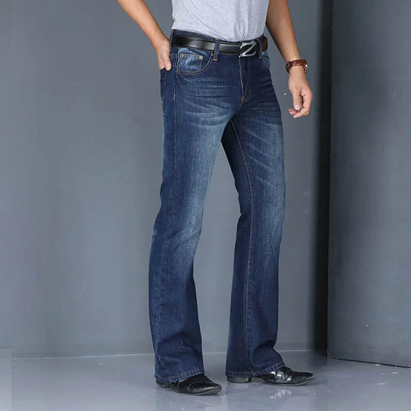 Comfortable Boot Cut Denim Jeans for Men - Classic Loose Fit Casual Trousers Perfect for Everyday Wear, Great for Medium Wash Jeans Outfits