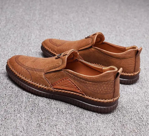 Man Retro Penny Handmade Loafer Casual Shoes Genuine Cow Leather Comfortable Slip-On Design