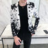 Star Print Slim Fit Men's Club Dress Groom Tuxedo Formal Wedding Prom Suit Jacket