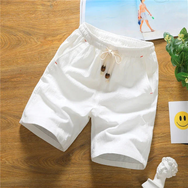 Summer Sports Casual Shorts for Men Thin Breathable Cotton Linen Plus Size