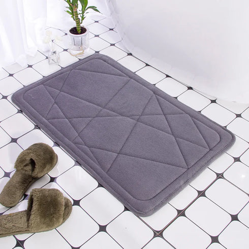 Cobblestone Embossed Non-Slip Bath Mat Memory Foam Carpet for Bathroom Shower Room Doormat