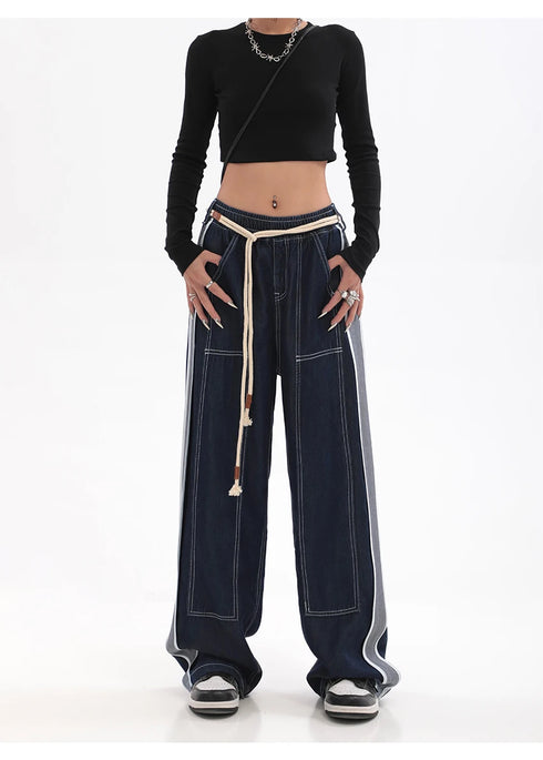 Womens Baggy Denim Jeans - High Waist Straight Leg Streetwear Trousers for Effortless Fall Outfits with Jeans, Perfect for Any Season