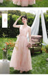 Off Shoulder Bridesmaid Dress Elegant Bubble Sleeve Floral Print Aline Gown For Party