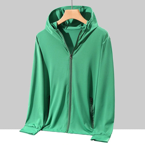 Plus Size Lightweight Summer Windbreaker Jacket for Men - Hooded, Quick-Drying, UPF 50 Sun Protection, Breathable Casual Coat for Outdoor Activities