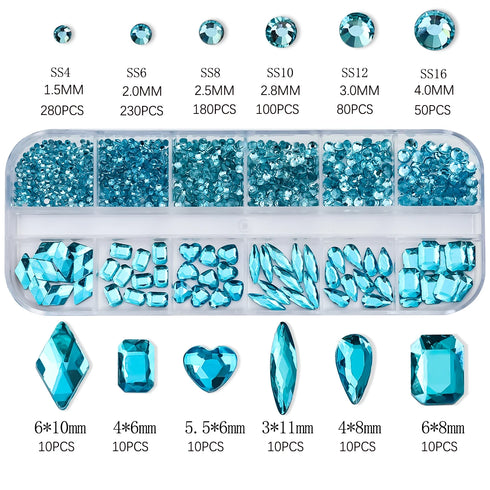 Luxury 3D Mixed-Shape Rhinestone Nail Jewelry with Shimmering Crystals for Stunning Fall Nails - Flat-Back Nail Decoration Set in a Stylish Box