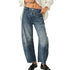 Casual Women’s Wide Leg Barrel Jeans - Perfect for Fall Outfits, Baggy Mid Rise Denim Style, Ankle-Length Comfort