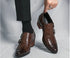 Men's Wedding Shoes Fashion Slim Fit Pointed High Heel Leather Dress Shoes Classic Vintage Style