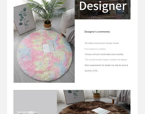 Plush Round Rug Mat for Living Room and Bedroom Home Decor
