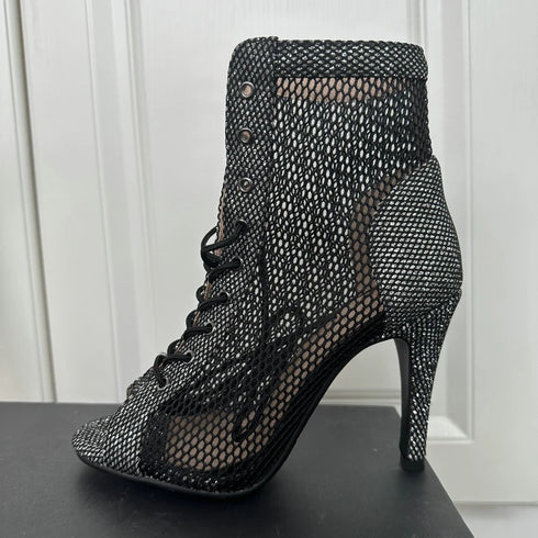 Sexy High Heels Hollow Mesh Sandals for Summer Fashion Comfort Peep Toe Stilettos Jazz Dance Female Shoes Plus Size