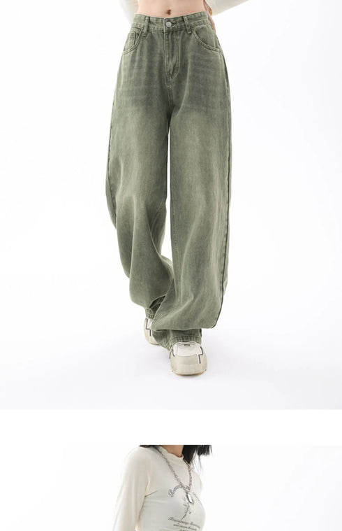 Chic High Waist Loose Straight Leg Women's Jeans for Effortless Streetwear Style - Ideal for Casual Y2K Fashion and Fall Outfit Inspiration