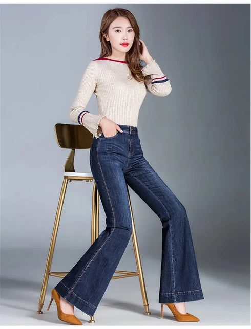Autumn Winter Women’s Wide Leg Flare Jeans – High Waist Denim Trousers for Casual Fall Outfits and Styling Ideas