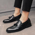 Luxury Black Low Heeled Tassels Loafers for Men Business Dress Shoes