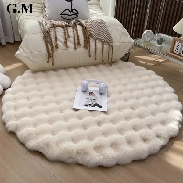 Nordic Round Carpets Plush Floor Mat Soft Area Rugs Shaggy Indoor Decor