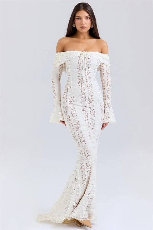 Mozision Lace Off-shoulder Sexy Maxi Dress Elegant Evening Dress