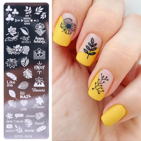 Retro Floral and Butterfly Nail Art Stamping Plate with Snowflake and Animal Designs - Creative Nail Templates for Stunning Manicures