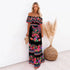 Elegant One-shoulder Short-sleeved Dress For Women Fashion Splicing Floral Print Dresses