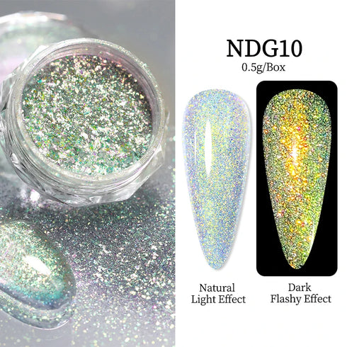 Sparkly Chameleon Nail Glitter Flakes - Irregular Gradient Sequins Powder for Gel Polish Nail Manicure Decoration and DIY Charms