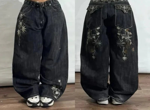 Baggy Jeans Streetwear Harajuku High Waist Multi Pocket Washed Denim Jeans For Men And Women