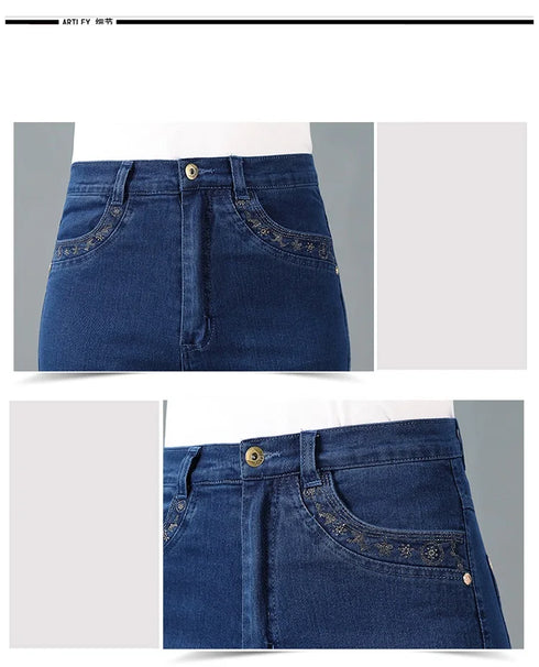 Casual Oversized 38 Mother Jeans with Embroidered Pockets - High-Waisted Loose Straight Leg Denim Trousers for Effortless Fall Outfits and Stylish Jeans Outfit Inspo