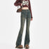 Ripped High Waist Flared Jeans For Women Retro Denim Trousers Casual Street Style Classic Fit