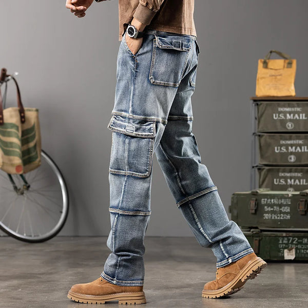 Autumn and Winter Men's Outdoor Wide Leg Workwear Jeans