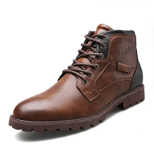 Vintage Handmade Ankle Boots for Men - Retro Outdoor Work Booties