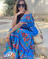 Elegant One-shoulder Short-sleeved Dress For Women Fashion Splicing Floral Print Dresses