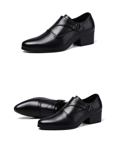 Leather Men Dress Shoes Elevator Business Oxford Footwear for Wedding and Office