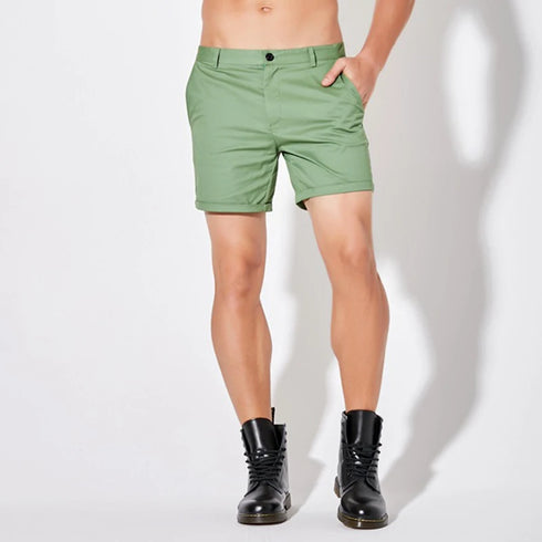 Man Shorts Summer Cotton Middle Waist Male Elastic Waist Casual Business Shorts