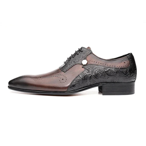 Handmade Men's Wedding Dress Brogue Shoes Genuine Leather Lace-Up Casual Fashion Footwear
