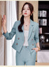 Chic Women's Office Suit Set: Long Sleeve Double Breasted Short Tops with Slim High Waisted Pencil Pants for Spring Fashion
