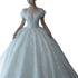 Princess Crystal Beaded Wedding Gown with Puff Tulle - Elegant Bride Dress