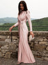 Luxury Women's Formal Occasion Dress Elegant O-neck Long Sleeve Bodycon Evening Party Robe