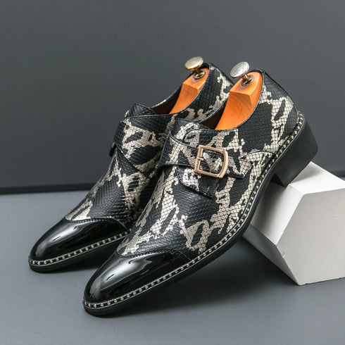 Elegant Handmade Oxford Dress Shoes for Men – Luxury Formal Leather Wedding Party Footwear with Buckle Strap and Pointed Toe Design