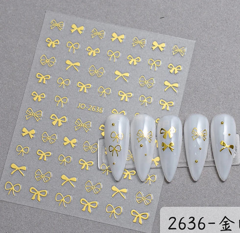 5D Embossed Nail Art Stickers - Semi-Transparent White Bowknots Adhesive Sliders for Creative Manicure Decorations and Nail Art Accessories