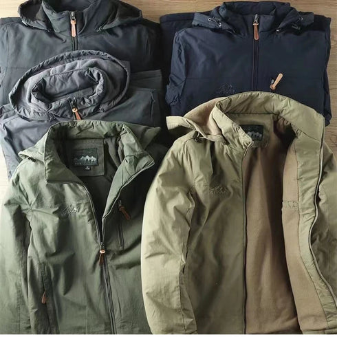 Fleece Lined Waterproof Jacket for Men – Warm Outdoor Hiking and Trekking Windbreaker with Hood for Spring and Autumn Adventures