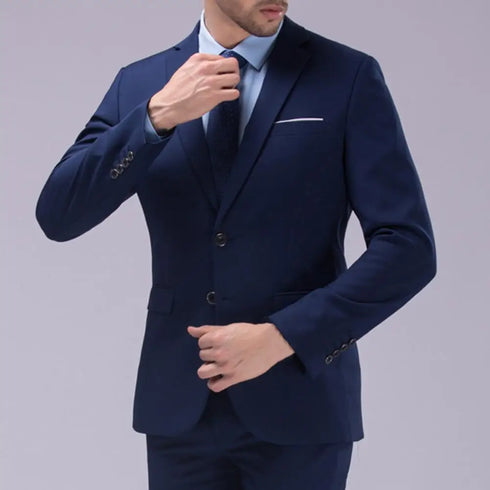 Elegant Formal Men's Wedding Suit Set with Classic Business Coats