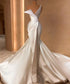 White Elegant Strapless Mermaid Wedding Dresses Pearl Sequins Bridal Gowns Custom Made Dresses