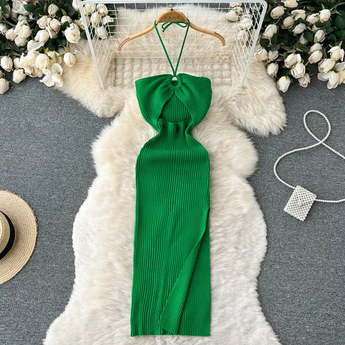Chic Summer Bodycon Dress for Women - Sexy Split Knitted Style