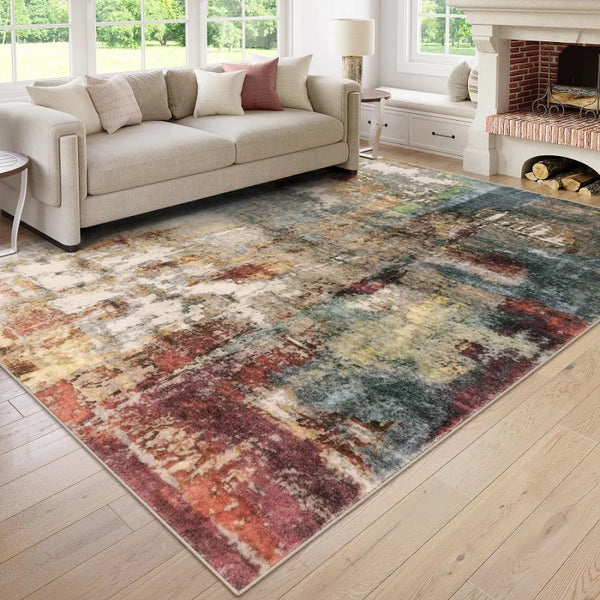 Crystal Pile Carpet Modern Abstract Area Rug Washable Stain Resistant for Living Room Kitchen Bathroom Entryway