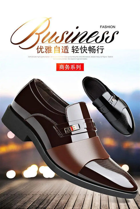 Fashionable PU Leather Slip On Formal Shoes for Men Elegant Business Casual Footwear