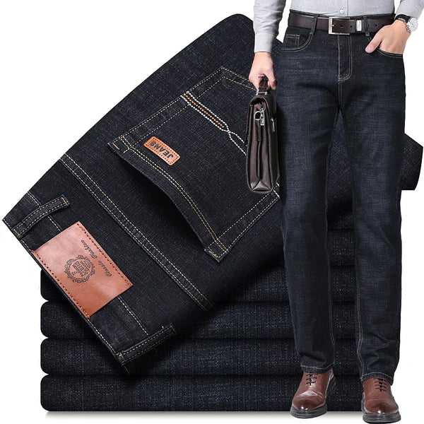 Men's Stretch Fit Denim Trousers for Business Fashion