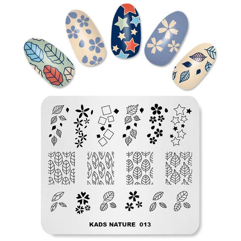 Nature-Inspired Nail Art Stamping Plate - Stainless Steel DIY Manicure Tool with Leaf and Umbrella Patterns for Stunning Nail Designs