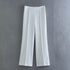 Chic Women's Office Blazer and Wide Leg Pants Set - Long Sleeve V Neck Sashes Blazer with Elastic Waist High Waist Trousers for Casual Spring/Summer Fashion