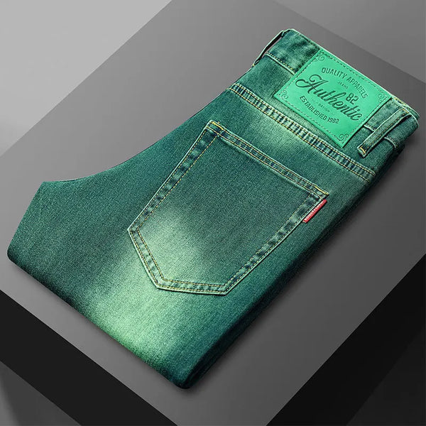 Emerald Green Jeans Men's Affordable Luxury Slim Fit Pants